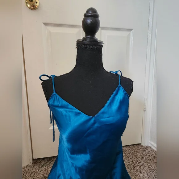 Victoria's Secret Blue Teal Satin Slip Mini Dress Chemise XS - Picture 11 of 11